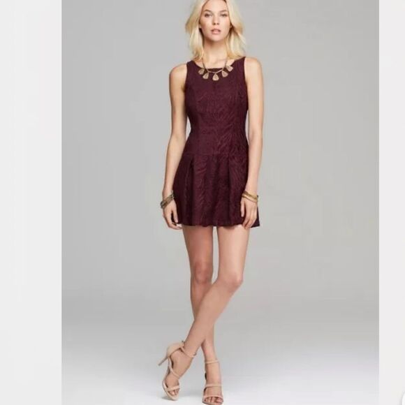 Free People Mulberry Chenille Fit Flare Mini Dress Size 4 - Picture 1 of 7